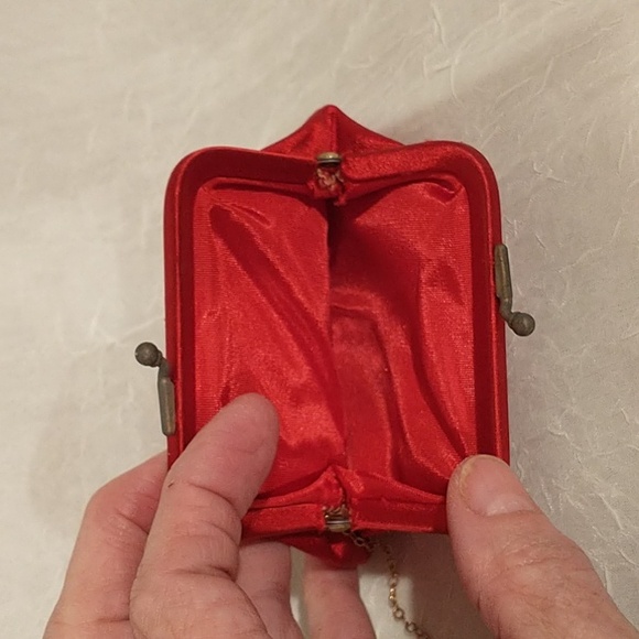 Vintage MM Red Evening Bag And Floral Blue Handbag - Picture 6 of 10